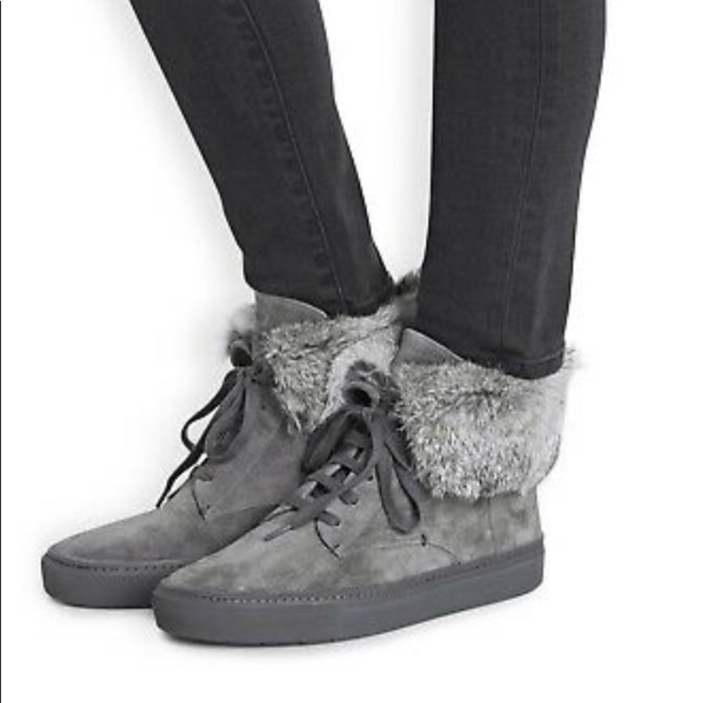 VINCE. Nyack fur-trimmed booties